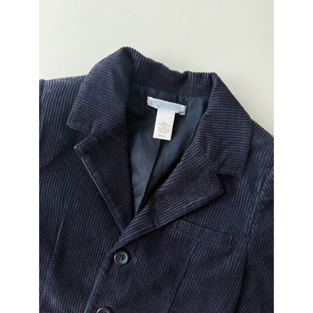 Janie and Jack Blazer Jacket Navy Blue Corduroy 3 Button Boys Size 2t Preppy